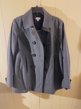 A Pea in the Pod Grey Wool Blend Maternity Pea Coat Size M